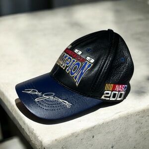 NASCAR Black Leather Cap
